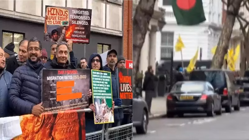 Standoff outside B'desh mission in UK: Khalistanis disrupt stir by Hindus over killings - watch
