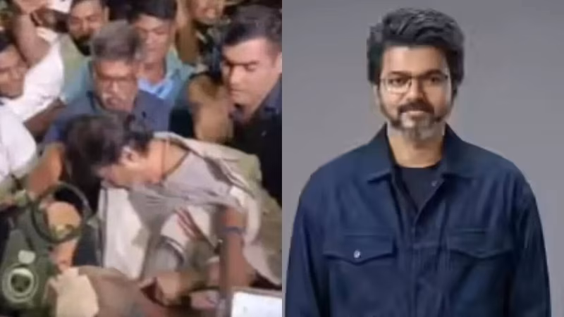 Chennai airport mishap: Vijay gets mobbed as fans rush to get a glimpse of him - video