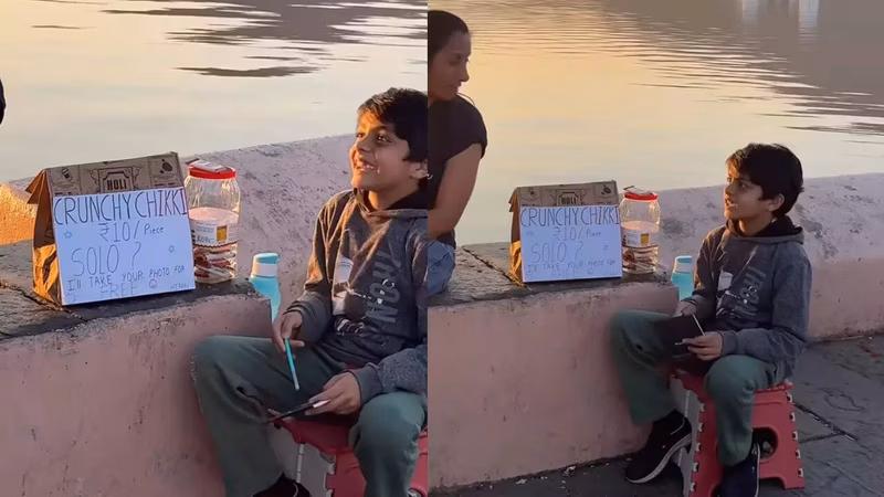 Mother’s unconventional way of teaching her son to sell Chikkis goes viral