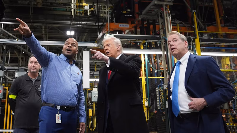 Trump tours Michigan Ford plant; pushes manufacturing agenda