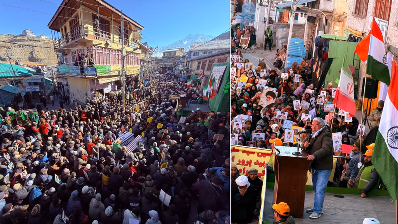 Watch: Pro-Khamenei rally held in Ladakh; hundreds gather near Lal Chowk in Kargil